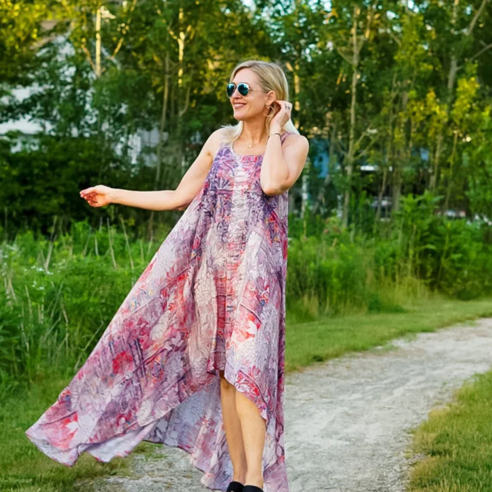 Love Kyla Bohemian Print High-Low Maxi Dress. Size small. - Picture 2 of 8